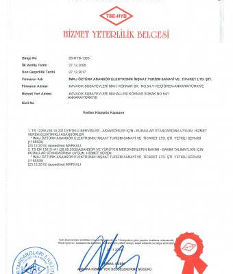 Hizmet Yeterlilik Belgesi